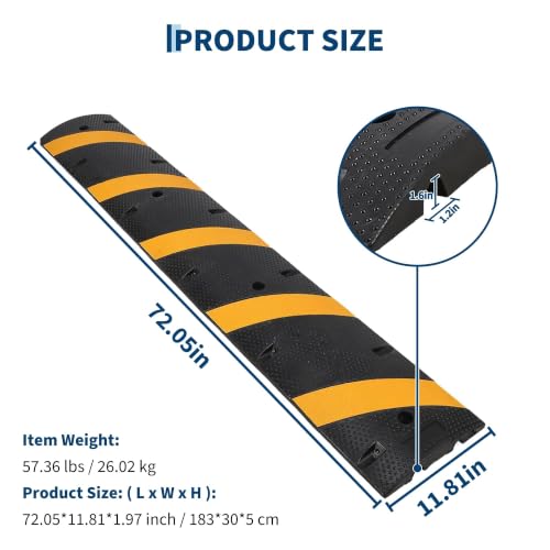 Image of 6FT Rubber Speed Bumps, 4-Pack 25000 Lb Capacity Heavy Duty Speed Bumps