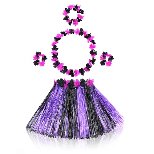Fortuning's JDS Hawaiian Hula Grass Skirt for Girls Elastic...