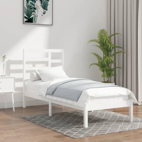 Genérico Estructura Cama Individual sin colchón Madera Blanco 90x190 cm,Mobiliario,Camas y Accesorios,Camas y somieres-3105761