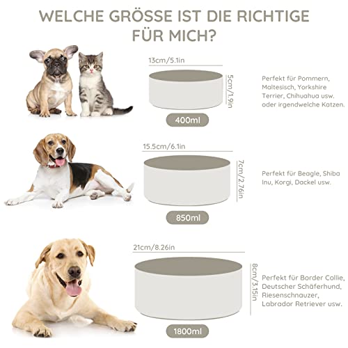 SPUNKYJUNKY Keramik Hundenapf Fressnapf Futternapf Katzennapf Napf für Katzen und Hunde (850ml, Grau)