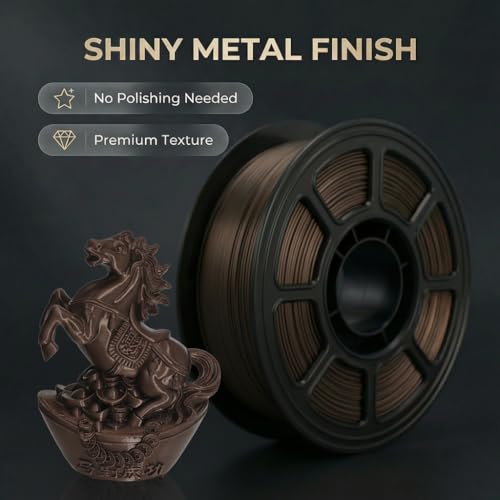 Image of PETG Filament 1.75mm for 3D Printer, Metal-Like Consumable 1kg (2.2lbs) 1 Spool, Metallic Finish PETG High Speed 3D Printer Filament, Dimensional Accuracy + /- 0.03 mm,Metallic Coffee Gold