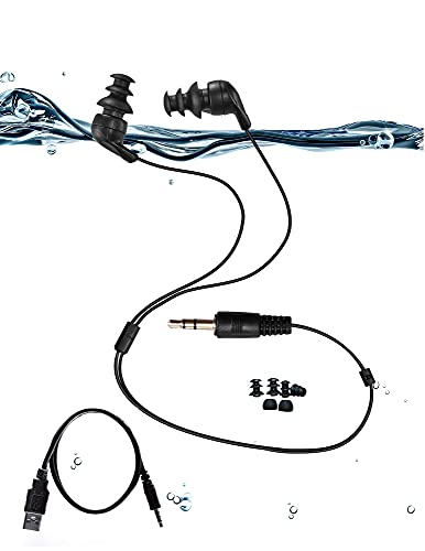 SEWOBYE Waterproof Earbuds for Swimming,IPX8 in-Ear Wired Headphones with Noise
