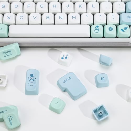 Image of KBDiy Snow Mountain KOA Profile Keycaps Set,Dye-Sublimation PBT Blue Custom Keyboard Keycap,138 Keys Cap Set for Cherry Gateron MX Switches Mechanical