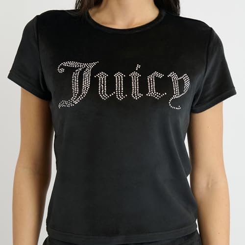 Image of Juicy Couture Women's 2 Piece Velvet Fleece Short Sleeve Shirt and Pants Lounge Sleepwear Set