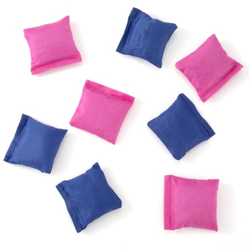 VARMDUKKE 8 Pcs Bean Bags for Tossing 1.77 Inch Canvas Corn Hole Bags Mini Bean Bag Toss for Cornhole Game Replacement for Outdoor Party Sports- Blue Red