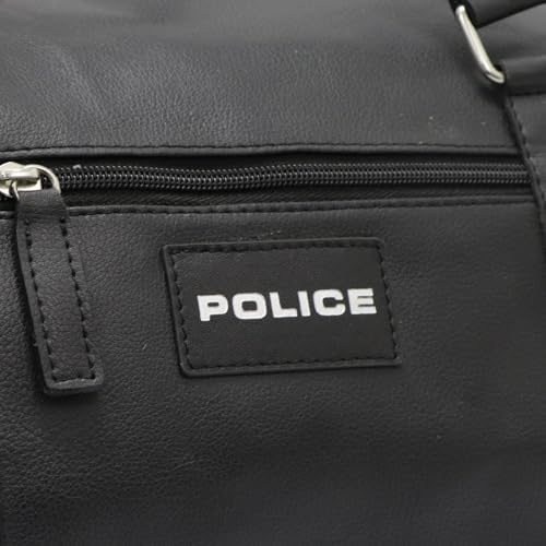 Image of POLICE Travel Duffel Bag I 32L Premium Vegan Leather Weekender Bag, Water-Repellent Gym & Travel Bag with Spacious Main Compartment, Detachable Shoulder Strap, Lightweight Carry-On I Black