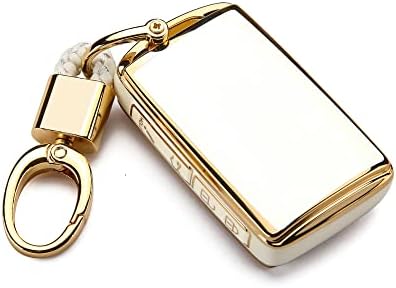 UTFT-17 For Mazda Key Fob Cover 2022-2023,Gold Keychain Soft TPU Full Protection Fit for Mazda 3 6 Sport CX-50 CX-3 CX-5 CX-7 CX-9 MX-5,White