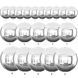 TONIFUL 16Pcs Large Silver 4D Giant Round Foil Balloon 4D Mirror Metallic Mylar Sephere Balloons for Christmas New Year Birthday Party Graduation Wedding Baby Shower Decoration Supplies(Mix Sizes)