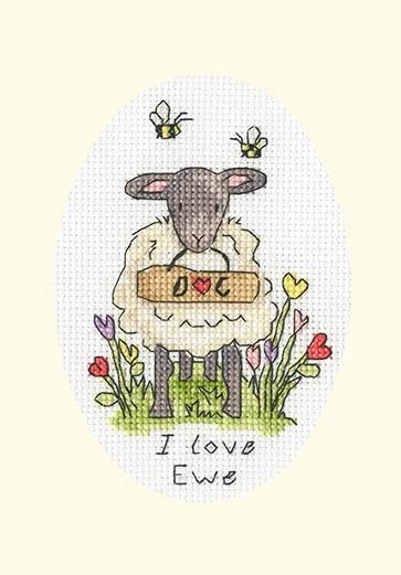 Bothy Threads The Home of Happy Stitching Counted Cross Stitch Kit - I Love Ewe, Clear,White, 1, (XGC40)