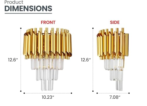 Image of Golden Modern, Fancy Crystal 3 Layer Three Color Led Wall Lamp, Wall Lights for Living Room Bedroom Etc Home Decoration. (Pack of 1)