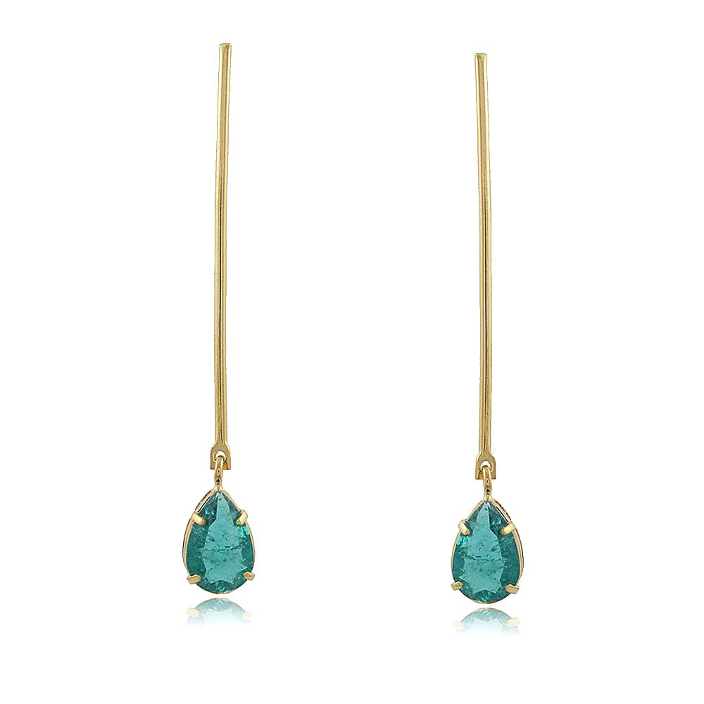 Malu Maiese MALU MAIESE - Pendientes Largos Pia, Pendientes Mujer, Pendientes Largos, Pendientes Cristal Turquesa, Pendientes Maxi Pia, Joyas para Mujeres, Pendientes Versátiles y Atemporales (Oro Amarillo 18k)