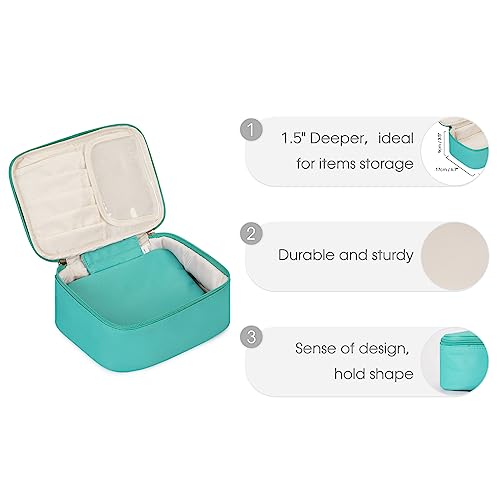 Image of Travel Makeup Bag Large Cosmetic Bag Make up Case Organizer for Women and Girls, C Teal