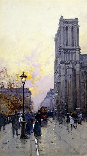 Tableaux sur toile Notre Dame de Paris art décoratif haut de gamme Galien Laloue