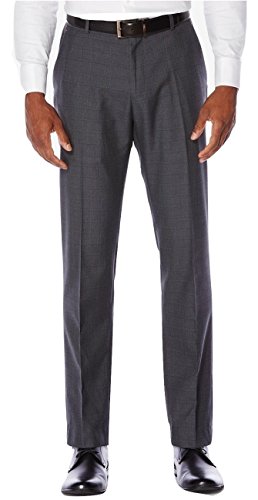 Perry Ellis Men's Slim Fit Plaid Pant with Light Blue Accent