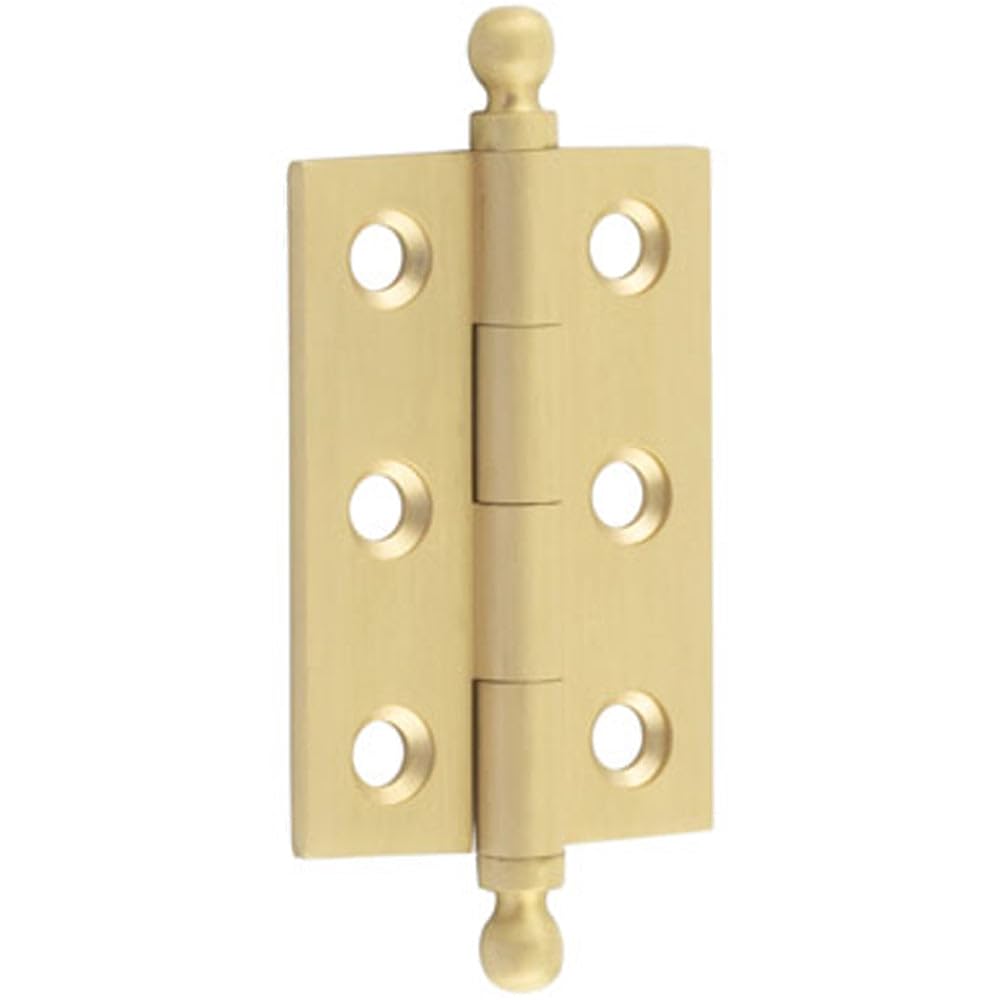 Loops Satin Brass Elegant Finial Hinge 50X35mm For Cabinet Doors - Solid Brass - Door Hinges