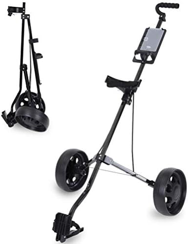 Uniking Golf Push Pull Cart – Lightweight Collapsible 3 Wheels Golf Push Cart, Golf Trolley w/Storage Bag, Cup Holder, Score Count Board, Golf Cart Holds 2 Golf Balls, 4 Tees and a Pencil