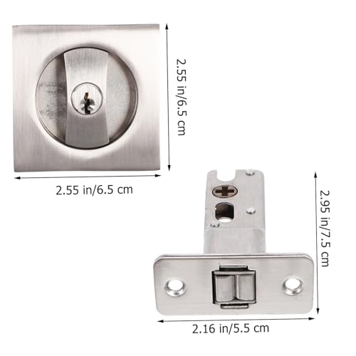 Cerradura para puerta corrediza con llaves, cerradura invisible para privacidad, herraje resistente de metal para dormitorio y baño, fácil instalación, suministros para puerta corrediza miniatura 2
