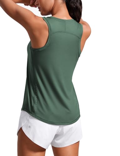 Image of CRZ YOGA Lightweight Racerback Tank Top | Workout, Moisture Wicking, Classic Fit, Hip Length, Reflective Spots, Sleeveless Shirts for Women