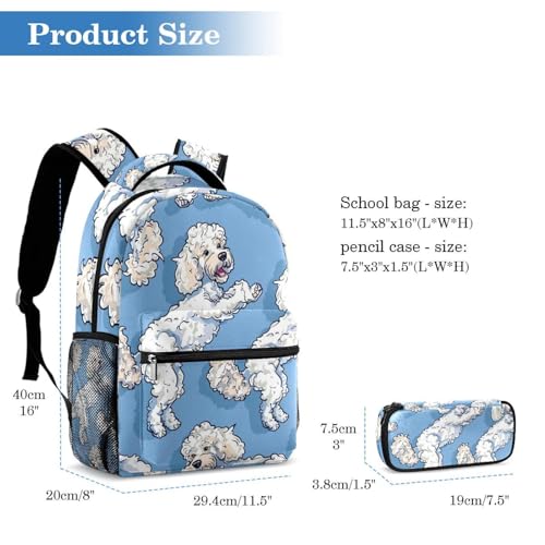 Ensemble cartable Caniche amusant avec sac à dos et trousse