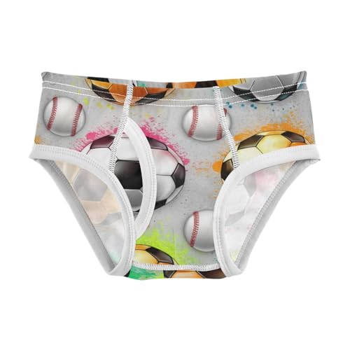 CHIFIGNO Boys' Cotton Underwear Printed Briefs Soft Underwear Briefs for Toddler Boys, Cool Soccer Balls Grey