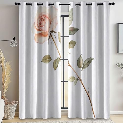 Cortinas con Ojales Estilo Acuarela, Cortinas Opacas para decoración del hogar con Aislamiento térmico Rosa Ruborizada, Cortinas Estampadas para Dormitorio y Sala de Estar 75 x 166 cm (2 Paneles)