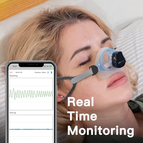 Image of EMAY Sleep Breathing Monitor for Airflow Tracking | Record Breathing Continuously On the App | Monitor Sleep Quality and Respiratory Events | Generate Professional Sleep Report with Data Analysis