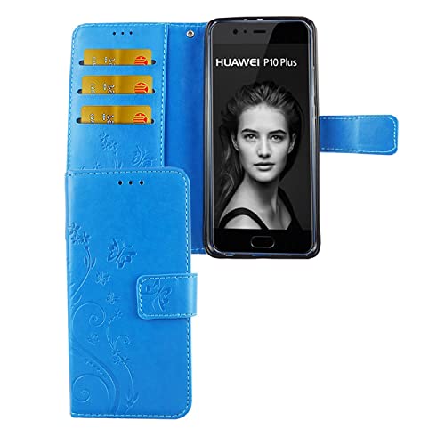Étui Huawei P10 Plus bleu anti-rayures pour ranger vos cartes et poser l'écran