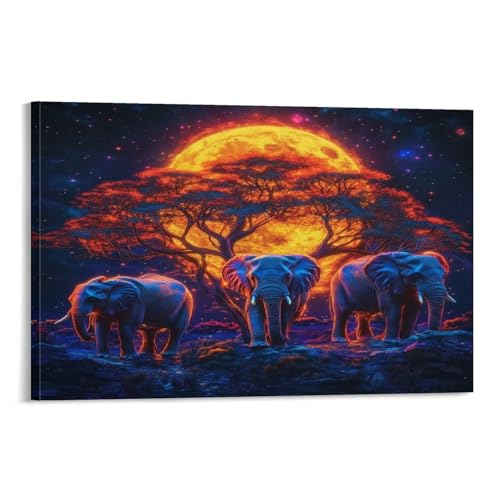 Toile éléphant moderne pour habiller un petit mur vide 20x30 cm