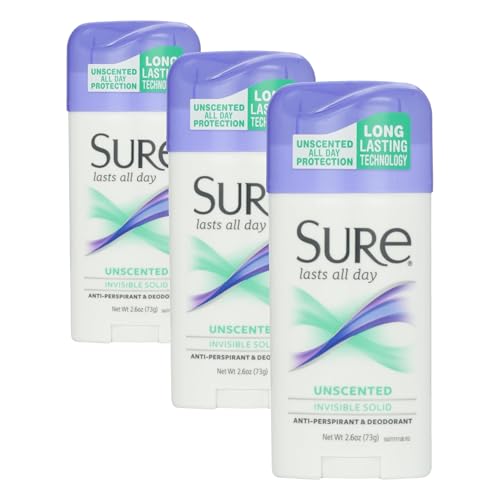Sure Deodorant Invisible Solid, Unscented - 2.6 oz (Pack of 3) - image 1