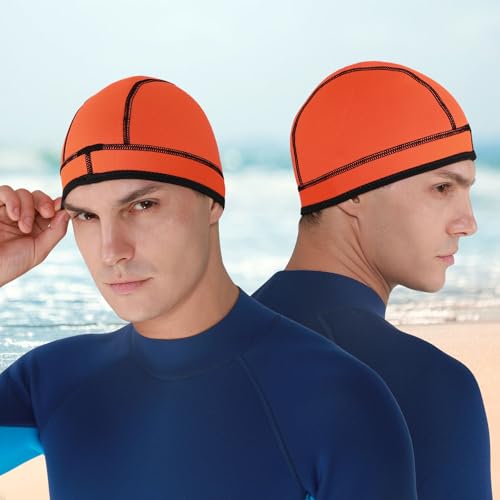 Image of DEHAI Neoprene Diving Hood Wetsuit Swimming Caps for Womens Mens Youth, 2mm 3mm Thermal Water Beanie Hat Keep Long Hair Dry for Curly Locs Braids