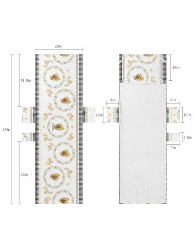 White Bee Floral Beach Lounge Chair Towel Cover, Soft Chaise Lounge Towel with Side Pockets Patio Pool Chairs Cover for Beach/Pool Sunbathing 29x85 Spring Blossom Summer Plaid Black