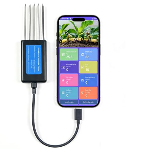 8 in 1 Soil Tester Nitrogen Phosphorus Potassium Npk Tester Ph Moisture Nutrient Conductivity Ec Meter High Accuracy Digital Sensitive Soil Fertility Test