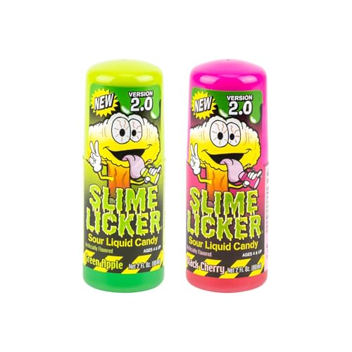 Slime Candy Lickers 2.0 – Sour Liquid Candy, Green Apple & Black Cherry Duo, 2 Pack (2 oz Each)