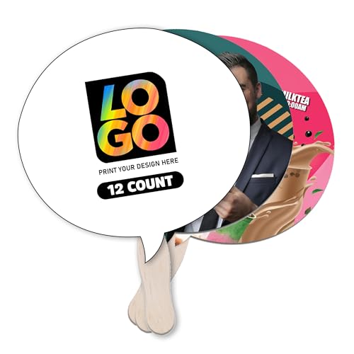 Custom Bubble Shaped Hand Fans – Personalized Souvenirs with Sponsor Branding – Creative Event Tools for Community Outreach, Public Engagement, and Marketing Exposure (QTY 12)