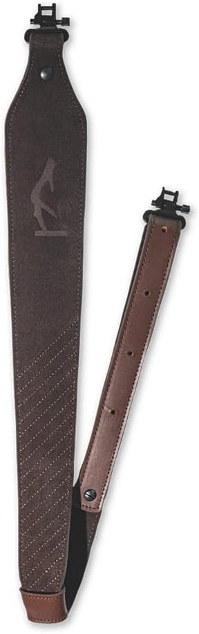 Half Rack Boone Suede Leather Gun Sling for Rifle - Durable & Dependable Rifle Sling Leather w/Quick-Detach Swivels/Crossbow Sling - Adjustable Leather Rifle Strap. Brown