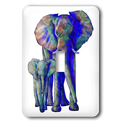 quintuple toggle switch - Colorful safari animal art of a mother elephant and baby elephant. Creative Studios – Elephants