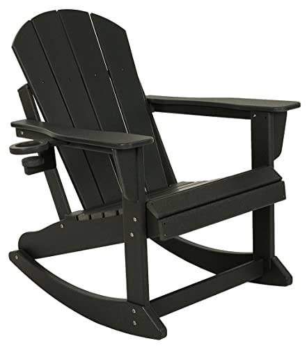 Naocca Adirondack Outdoor Patio Rocker Rocking Chair, Large, Black #TOP22