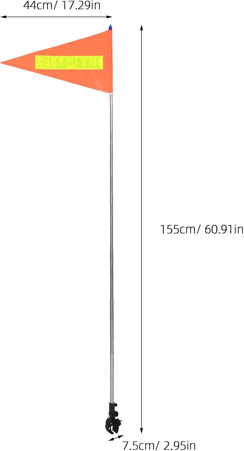 Reflective Safety Flag for Wheelchairs, 5ft Adjustable Height Visibility Safety Flag with Stainless Steel Telescopic Pole for Mobility Scooter, Stroller, Tricycle