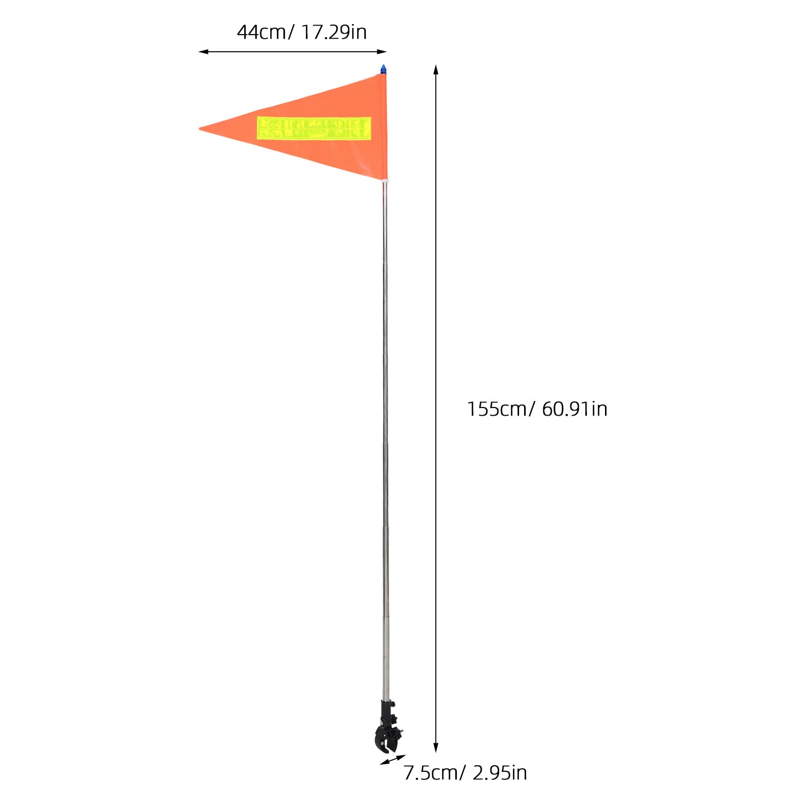 Bandera de seguridad para sillas de ruedas con tira reflectante, mástil telescópico ajustable 1,5 m