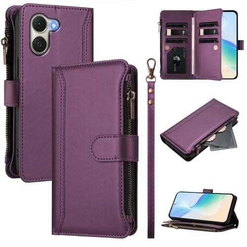 �X�}�z�P�[�X �Ή��@�� for Tecno Spark Go 3 �������[�h�y9�J�[�h�X���b�g�z�y�f���A���z���_�[�z�y�t�@�X�i�[�E�H���b�g�z�y�}�O�l�b�g�N���X�v�z�X�^���h Purple