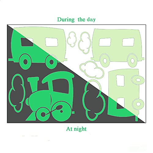 Train Decor,Glow In The Dark Stickers, Nursery Wall Sticker, 2 Pack Trains Wall Stickers For Kids Bedroom Decor #TOP5