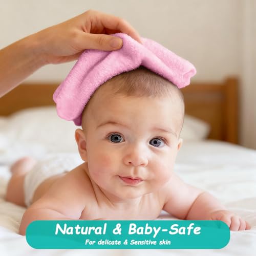 Image of HOMEXCEL Baby Washcloths 12 Pack-Microfiber Coral Fleece Baby Bath Face Towel 7 x 9 Inch Extra Absorbent Soft Burp Cloth and Wash Cloths for Newborn-Infants and Toddlers,Light Pink