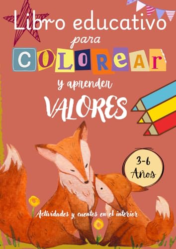 Imagen de Libro educativo para colorear y aprender valores: Actividades y cuentos en el interior