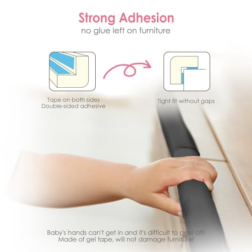 Kerätä Baby Proof Corners and Edges, (Large 16.5FT Edge +8 Corners) Baby Proofing Corner Guards, Soft Rubber Foam Edge Protector, Furniture Tables Bumper Guard for Baby Safety, Black