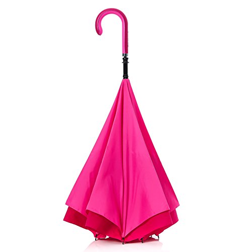 【CARRY saKASA(キャリーサカサ) CityModel】 逆折り式傘 逆さ傘 テフロン加工 (ピンク+ピーチ)