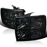 Spec-D Tuning 2LH-SIV07G-RS Chevy Silverado 1500/2500/3500 HD Crystal Smoke Tint Lens Headlights