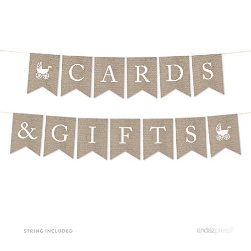 Andaz Press Hanging Bunting Pennant Party Banner with String, Printed Burlap, Cards & Gifts, 5-Feet, 1-Set, Includes String