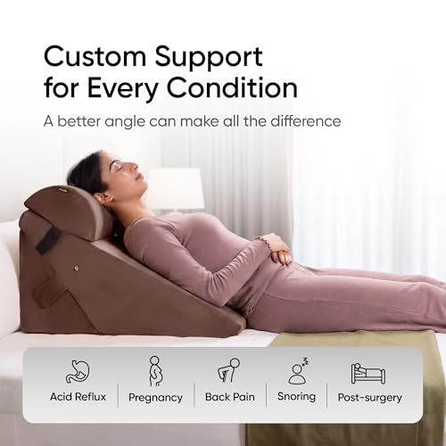 Image of Frido Adjustable Wedge Max Cushion, 12-Way Adjustable Pregnancy Pillow & Leg Elevation Pillow, Relieves Neck, Back & Shoulder Pain, Great for Reading, Sleeping & Relaxing | Coffee Brown