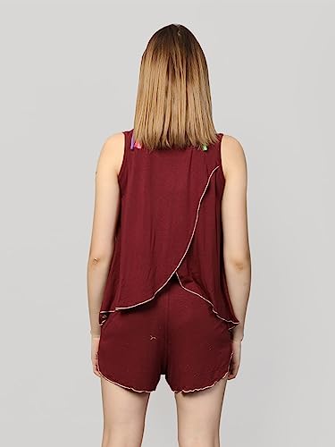 Image of Evolove Women's Micro Modal Round Neck Sleeveless Night Suit /Top & Short Set Super Soft Comfortable (Modal-Shorts Set)