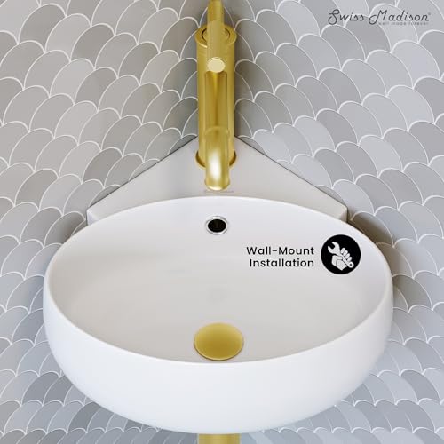 Lavabo suspendido angular Swiss Madison SM-WS328 con superficie antiadherente de fácil limpieza 3
